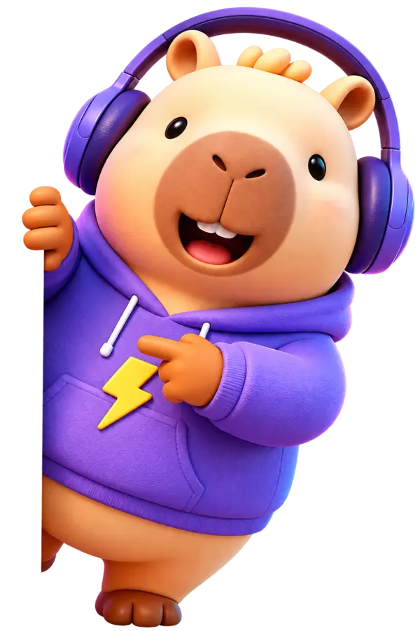 Flash Live capybara mascot welcoming you to the party